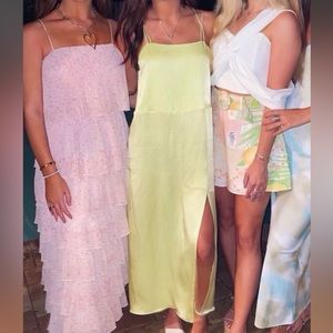 Neon Green/Yellow Silk Maxi Dress